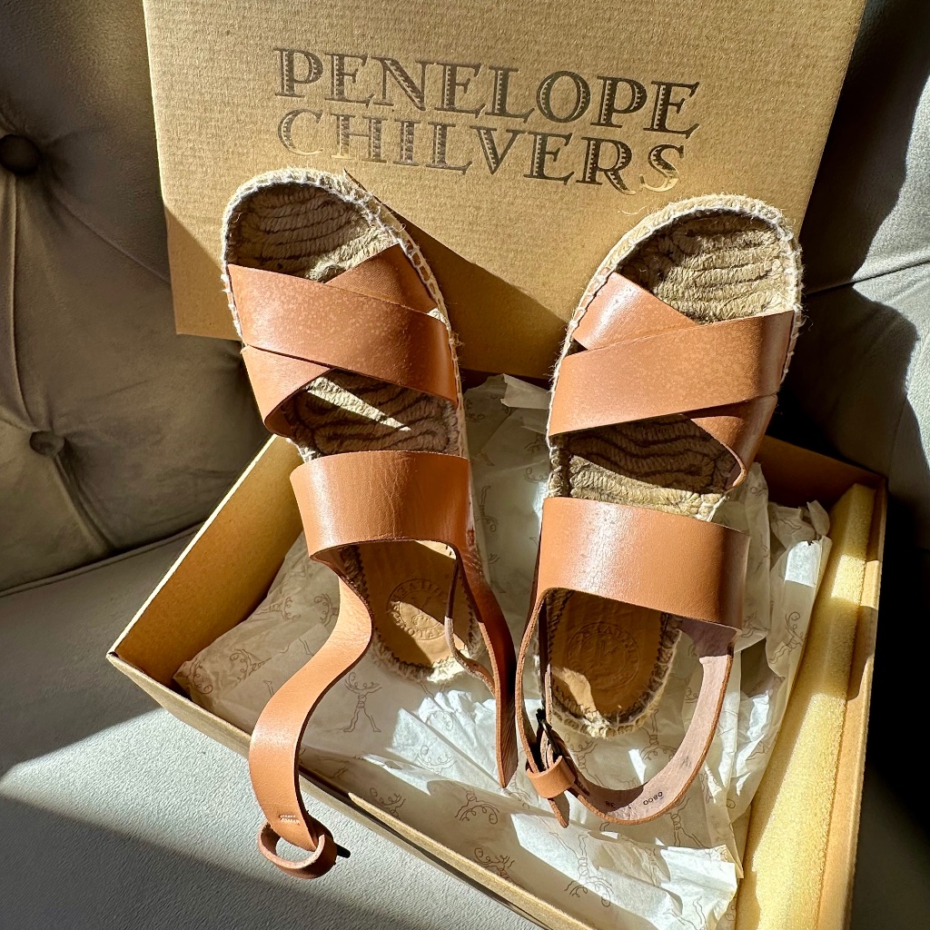 Penelope Chilvers Soludos Olympia Espadrille Platform Sandals, Carmel, Size 7.5